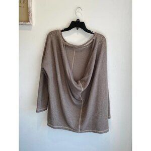 She and Sky Waffle Scoop Back Long sleeve Tan